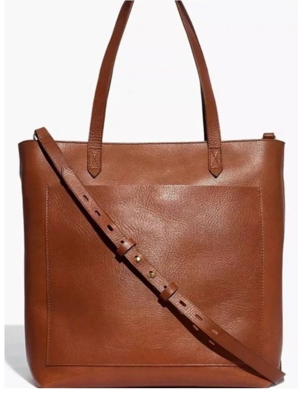 Madewell Cognac Leather Tote with Adjustable Strap
